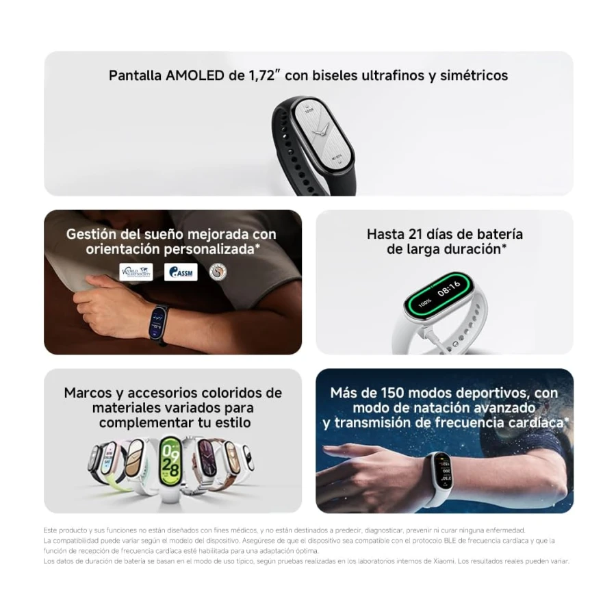 Xiaomi Smartband 10, Pantalla AMOLED de 1,72”, Carga rápida, 150+ Modos Deportivos, Monitorización de Salud y sueño, HyperOS 2.0, Impermeable 5ATM, Brújula · Selección 2
