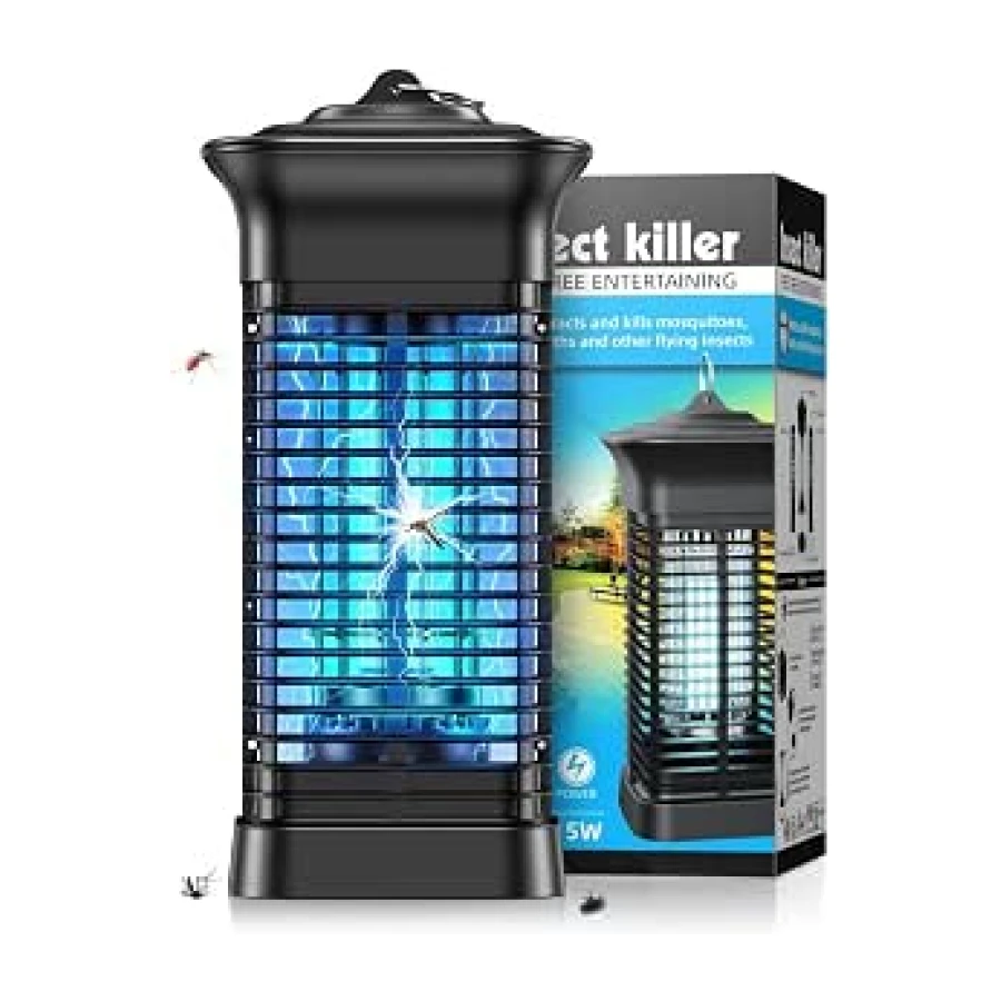 Lámpara Antimosquitos, 4200V UV Mata Mosquitos Electrico, Lampara Antimosquitos Exterior Interior, IPX4 Impermeable, Adecuado para Jardines, Salas de Estar, Camping Etc., Cable de 1,5 m