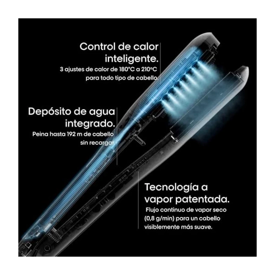 L’Oréal Professionnel, Plancha de Pelo Profesional con Tecnología a Vapor, para un Cabello Liso y Ondas Naturales, Enchufe Europeo, Color Blanco, Steampod