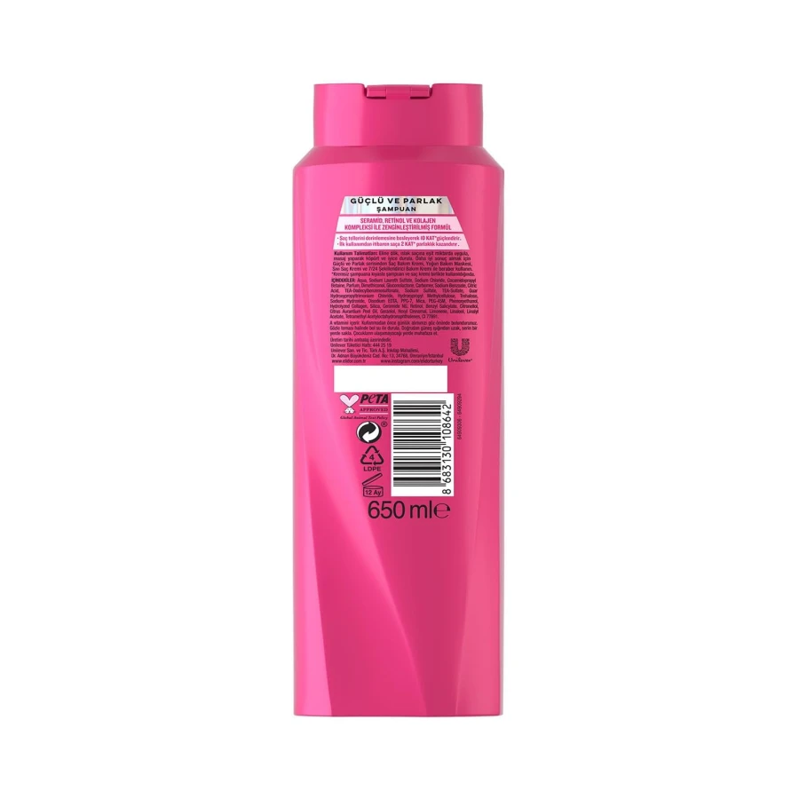 Elidor Saç Bakım Şampuanı, Güçlü ve Parlak, 650 ml