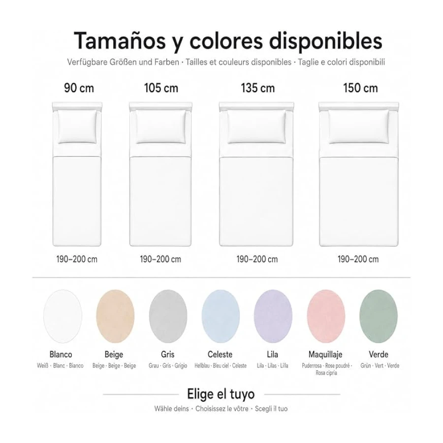 Degrees Home Premium – Juego de Sábanas 180x200 cm 4 Piezas: Sábana Bajera Ajustable, Encimera y 2 Fundas de Almohada 50X80 – Microfibra Cepillada, Suave, Oeko-Tex Certificado