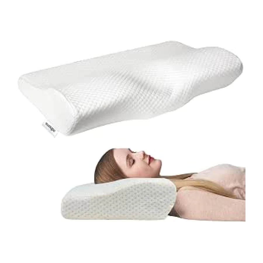 edihome, Almohada Cervical, 50x30x10, Viscoelastica, Memory Foam, con Doble Funda de Algodón, Hipoalergénica