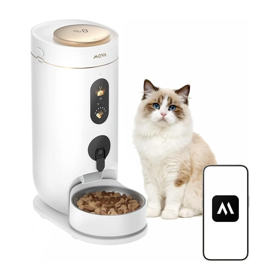 MOVA NutriPal 10 Ultra Akıllı Mascotas Mama Makinesi, 4L Kapasite, Ai Besleme Programı, 1080P HD Kamera, Çift Yönlü Ses, Pil Destekli