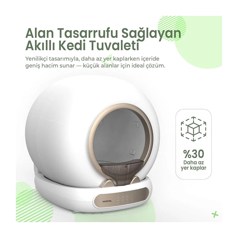 Haustier MSP05 Akıllı Otomatik Kedi Tuvaleti, APP ile Uzaktan Kontrol, 65lt Hazne, UV Sterilazyon, Ağırlık sensörlü