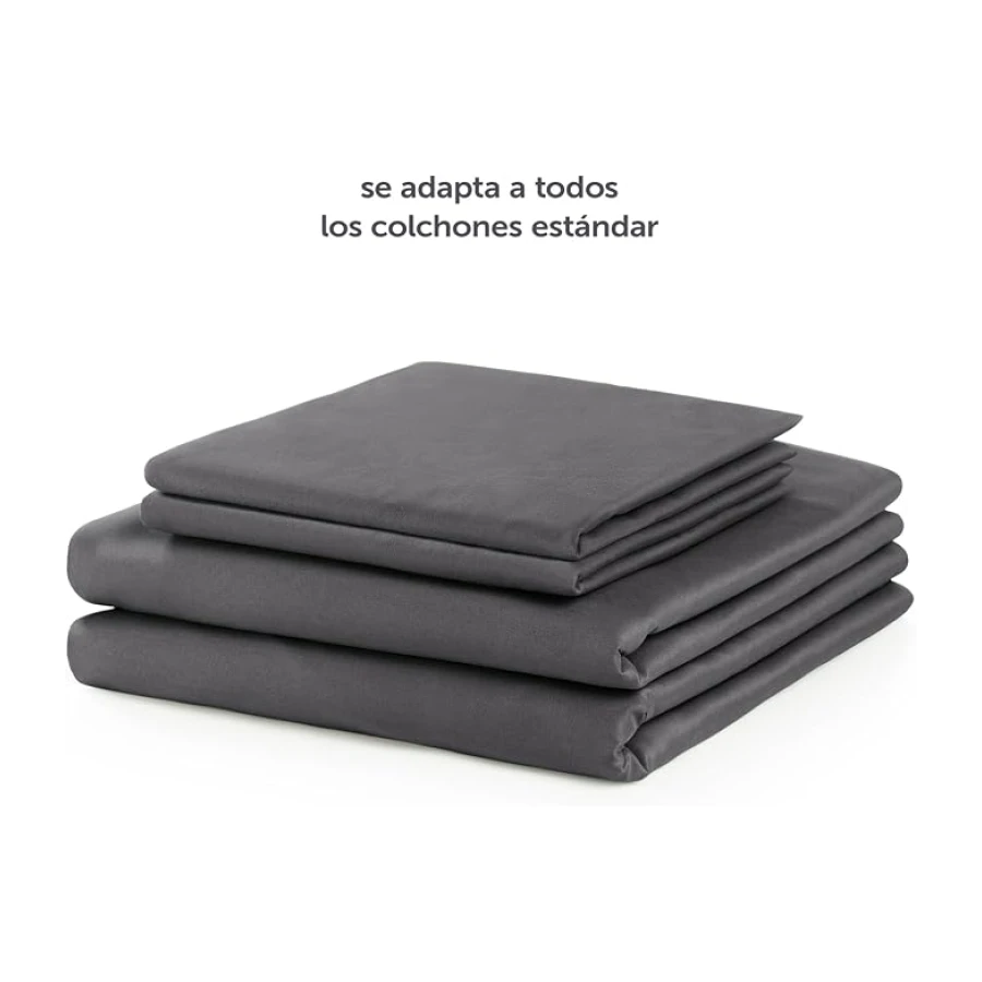 Blumtal Juego de Sábanas - Set de 4 Piezas, Sábana Bajera Ajustable Cama 150, Encimera 240x275 + 2 Fundas de Almohada 50x80cm, Antracita
