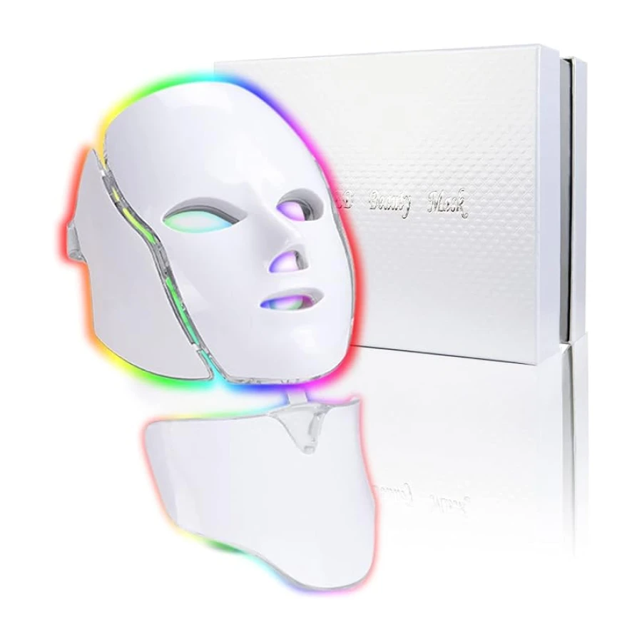 Máscara Light Therapy, Máscara Led Facial 7 Colores, Belleza Facial Fotón Rejuvenecimiento de la Piel Fototerapia Tratamiento de la Piel Facial Cuidado Antienvejecimiento