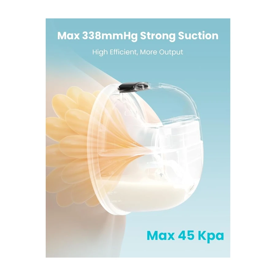 Paruu P10 Sacaleches Electricos Manos Libres, 4 Modos y 9 Niveles de Succión con 19/21/24/28 mm y 338 mmHg de Potencia, Extractor de Leche Portátil, Pantalla Inteligente (2, Blanco)