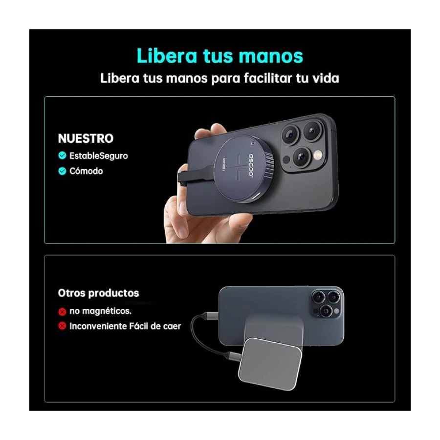 2TB SSD Externo USB 3.2 Gen2 1000MB/s Portátil | Unidad de estado sólido externa magnética y portátil, compatible con teléfonos Android, tabletas y ordenadores portátiles.