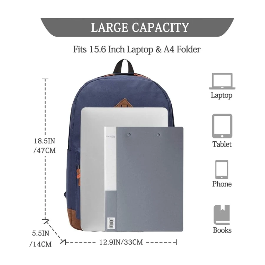 VASCHY Mochila Escolar 23L para Adolescente Universidad Uso Casual Viaje