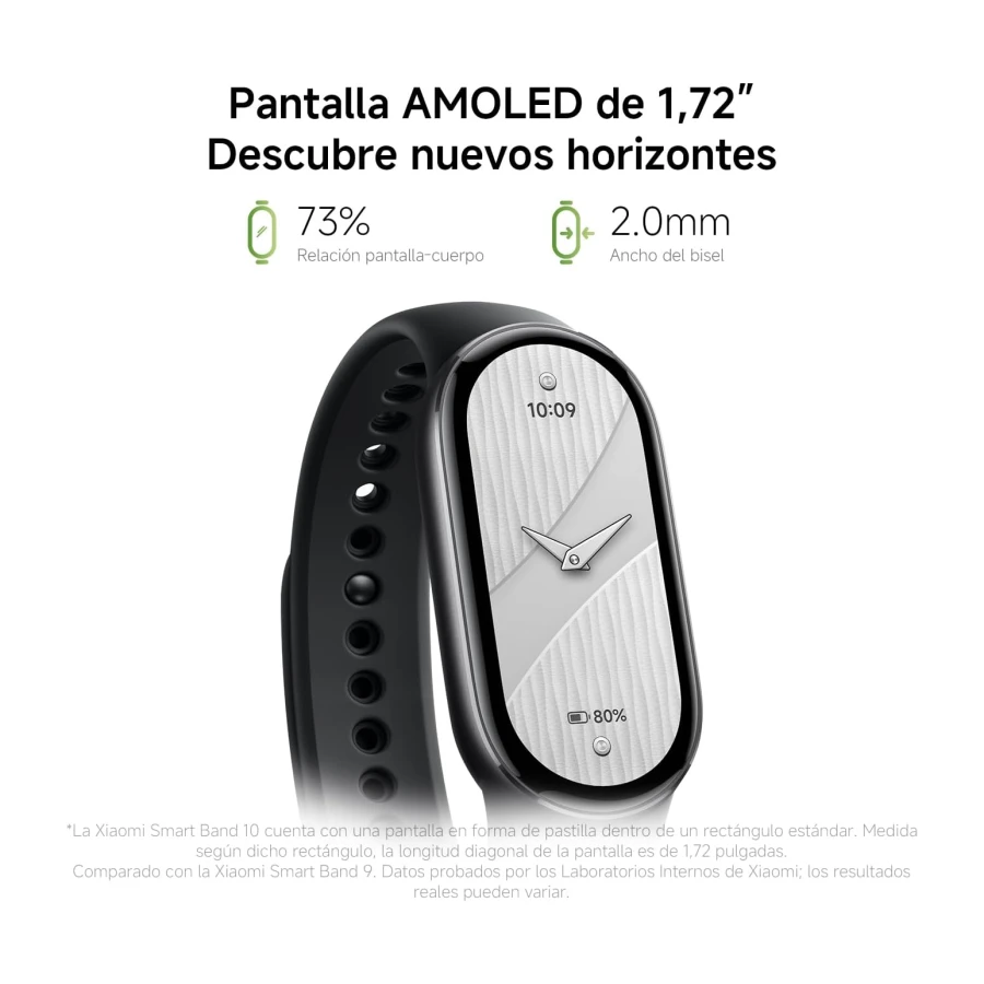 Xiaomi Smartband 10, Pantalla AMOLED de 1,72”, Carga rápida, 150+ Modos Deportivos, Monitorización de Salud y sueño, HyperOS 2.0, Impermeable 5ATM, Brújula · Selección 2