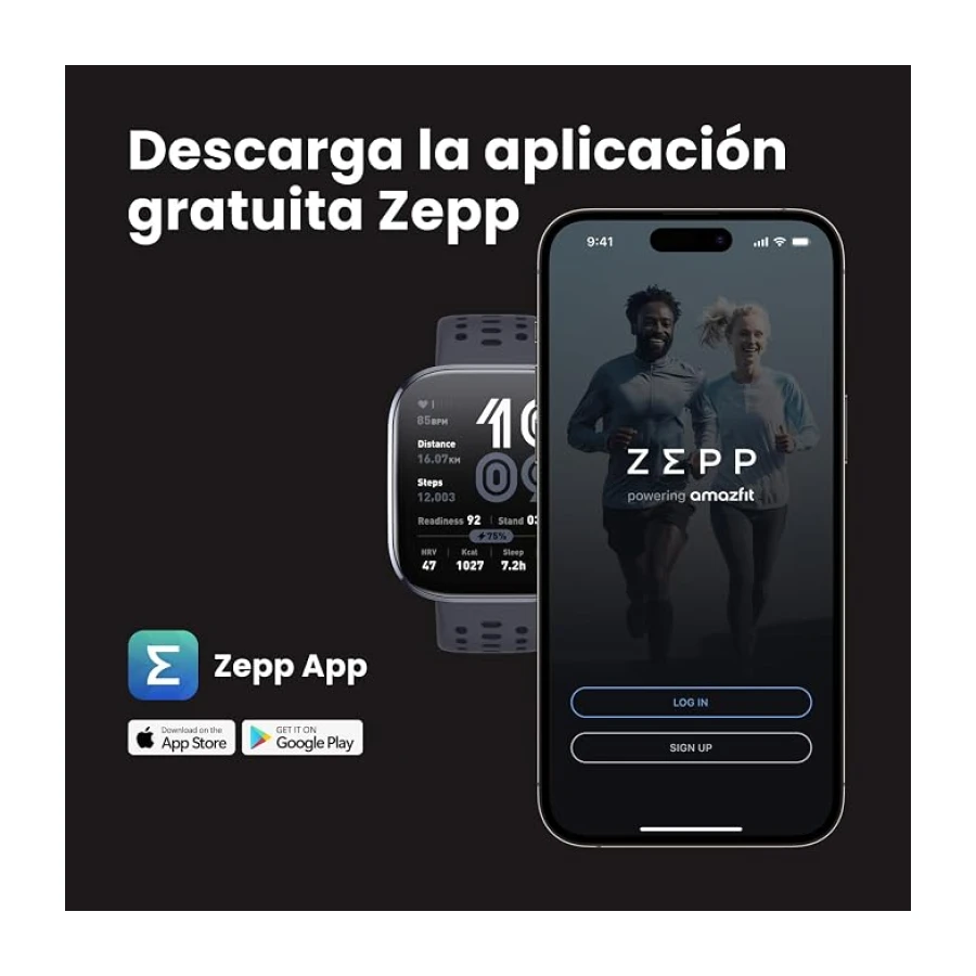 Amazfit Bip 6 Reloj inteligente 46 mm, batería de 14 días, pantalla AMOLED 1,97", GPS, mapas, IA, llamadas y mensajes de texto por Bluetooth, rastreador sueño,140+ modos de entrenamiento,5 ATM, Piedra