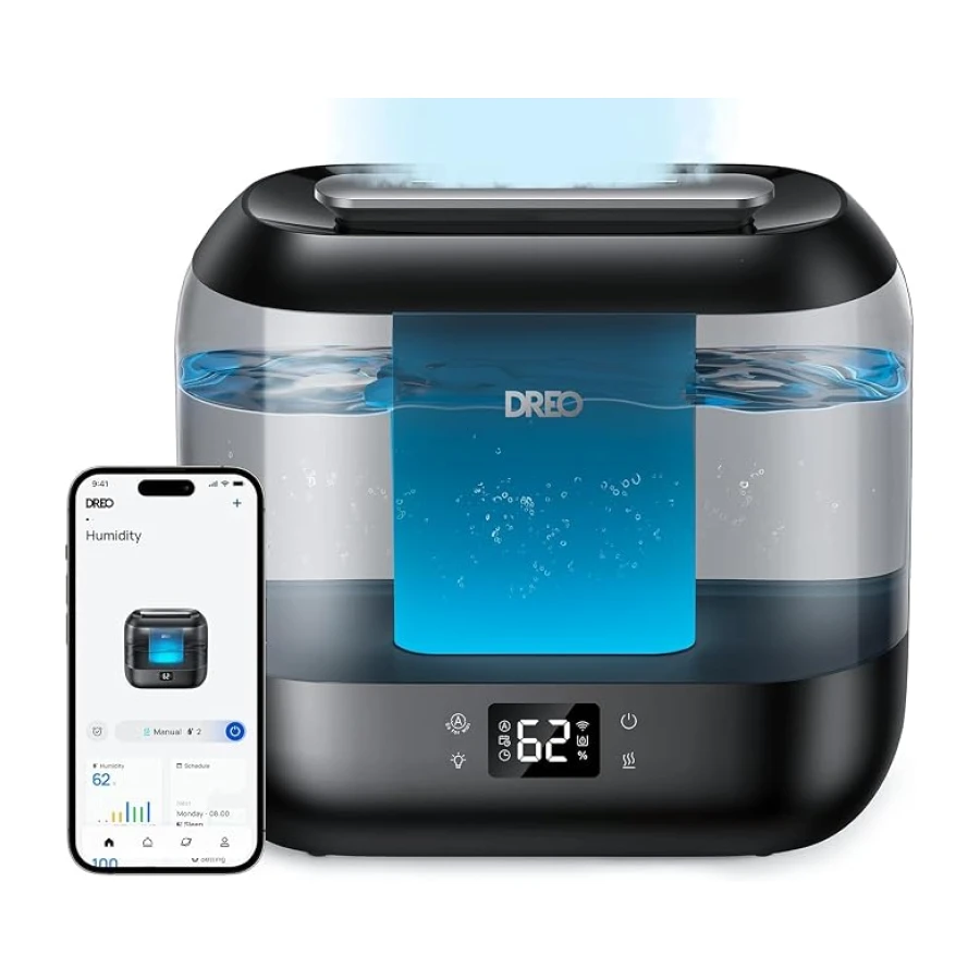 Dreo 4L Humidificador Bebés Inteligente con Alexa para Dormitorio, Vapor Frío de Aire, Difusor Aceites y Luz Nocturna, 32h Autonomía, Silencioso 28dB para Hogar y Oficina