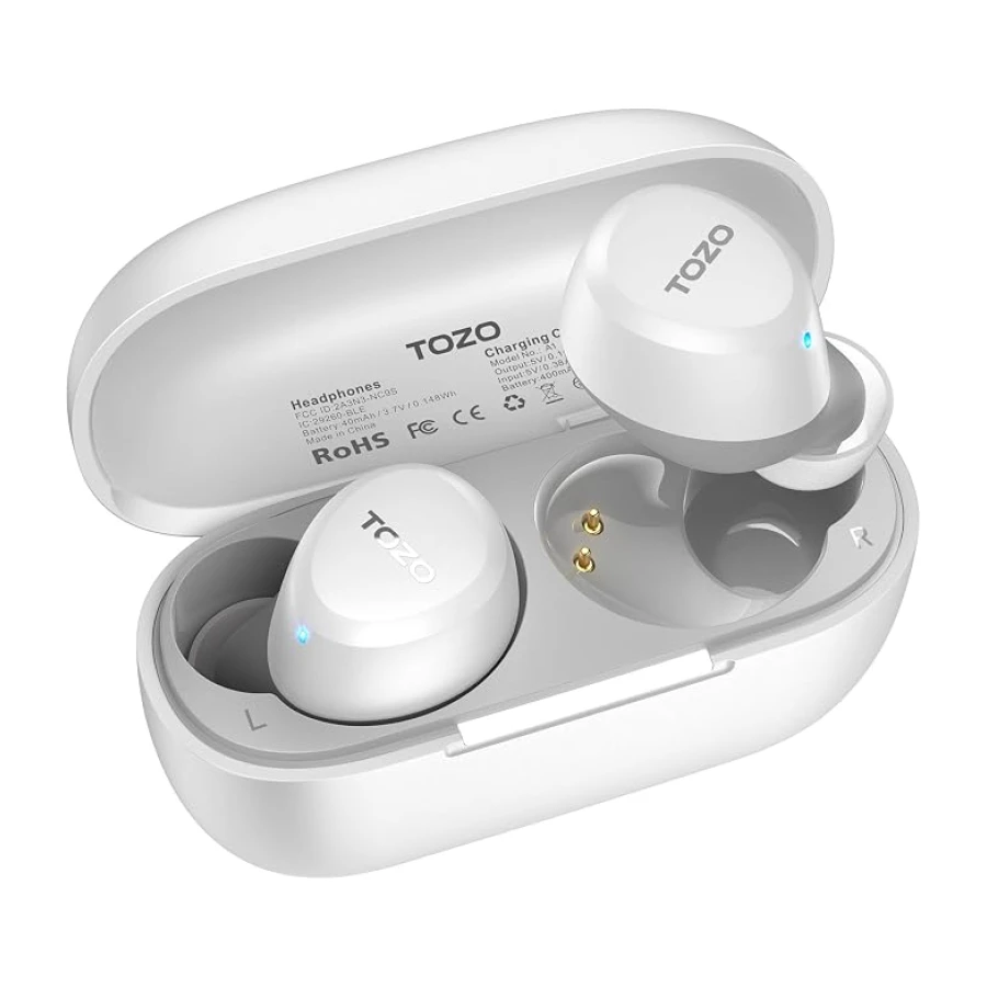 TOZO A1 Auriculares Inalámbricos Bluetooth, Ideales para oídos pequeños | ORIGX Acústico, 3.7g Ultraligeros, Estuche Portátil, 32H Reproducción, 32 EQs en App, Sonido Estéreo para Deporte y Viaje