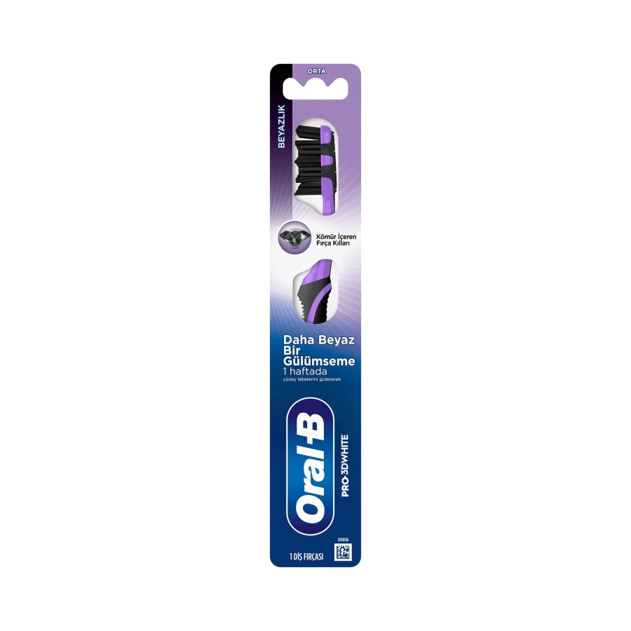 Oral-B Pro-3DWhite Kömürlü Beyazlık Diş Fırçası, Orta Sertlik