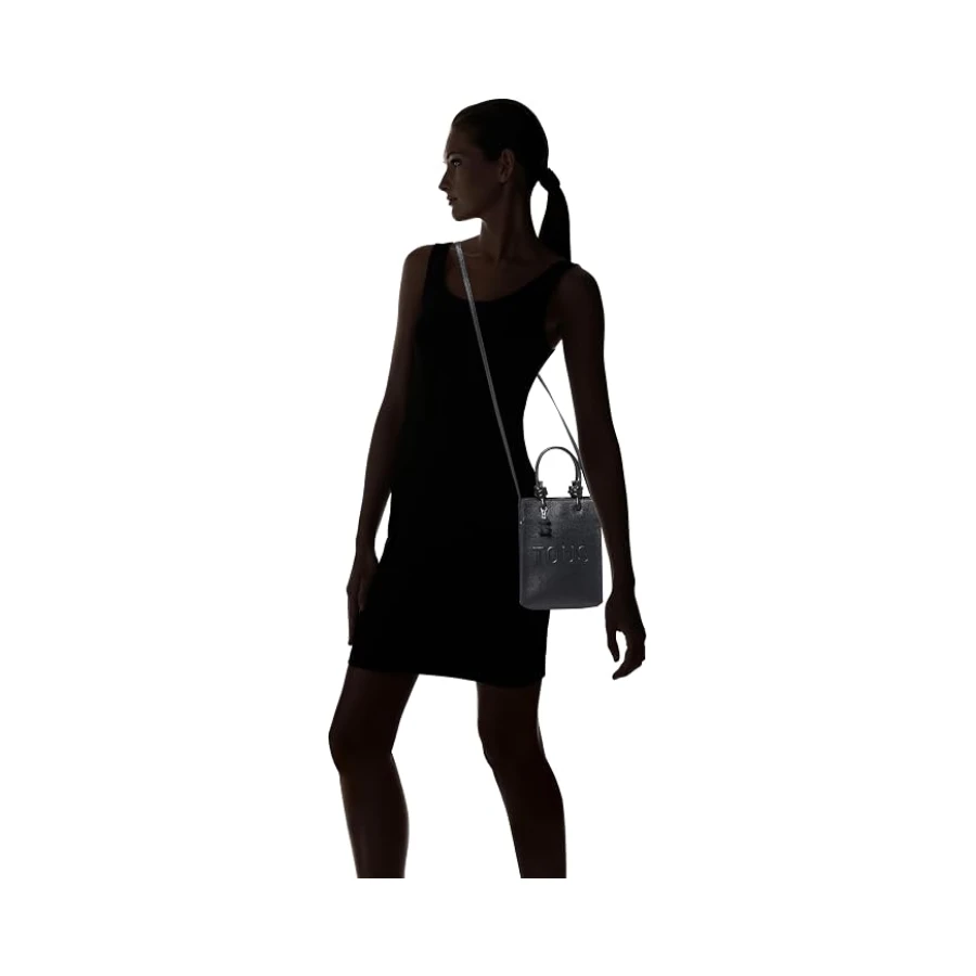 TOUS Mini Bolso Pop Negro, Para Mujer, Medidas 20,5 x 16 x 6 cm, Colección Tous La Rue New