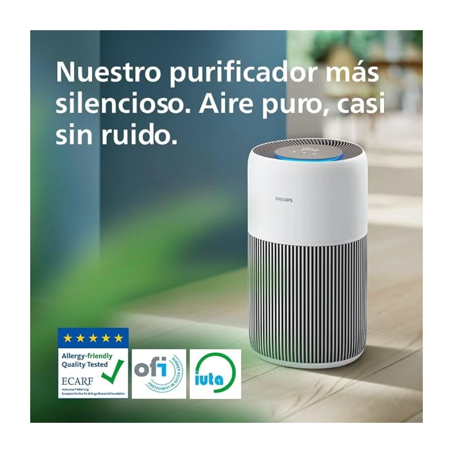 Philips 2200 Purificador de Aire HEPA, 104m², Ultrasilencioso 13dB*, Blanco