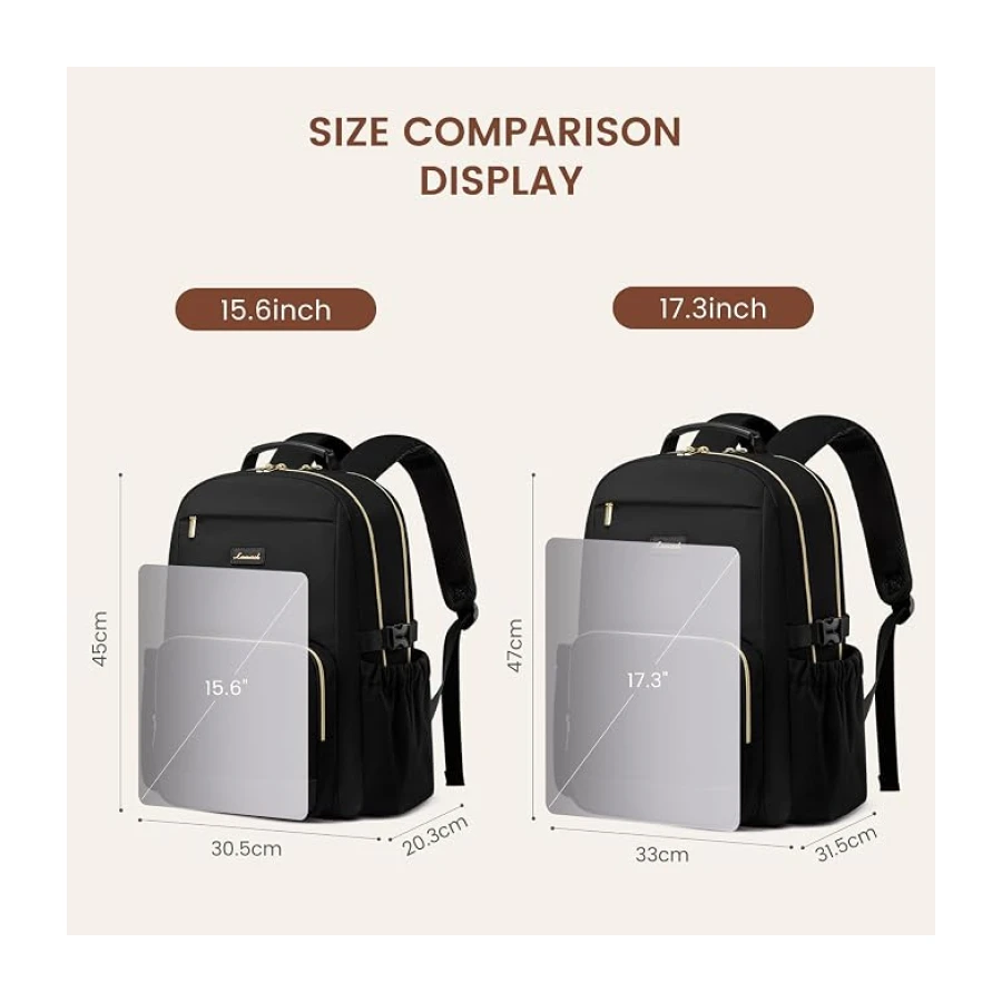 LOVEVOOK Mochila para portátil para mujeres con bolsillo para taza de gran capacidad, de 15,6 pulgadas, bolsa impermeable para trabajo, negocios, universidad, profesora.