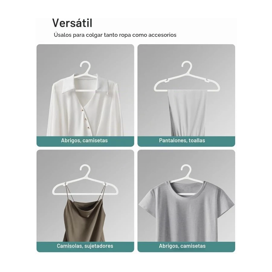 ABHENG 80 Perchas de Plástico, Ahorro de Espacio, Resistentes, Antideslizantes, para Camisas, Camisetas, Trajes, Blusas, Pantalones, Chaqueta y más, 41.7 x 0.4 x 24 cm, Blanco, APY0580W