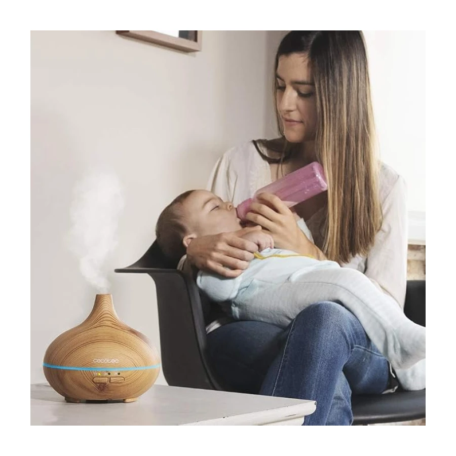 Cecotec Humidificador Ultrasónico y Difusor de Aromas con Temporizador Pure Aroma 150 Yang. Capacidad 150 ml, Temporizador 3 Horas, 7 Colores led, Función aromaterapia, Ultra silencioso