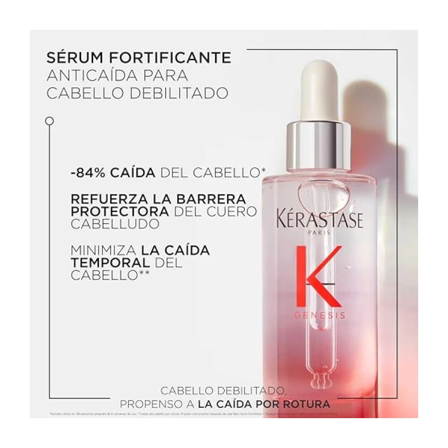 Kérastase, Genesis, Sérum Anti-caída, Fortificante, Activador y Fortalecedor Diario, Para Pelo Débil o Frágil, Sérum Anti-Chute Fortifiant, 90 ml