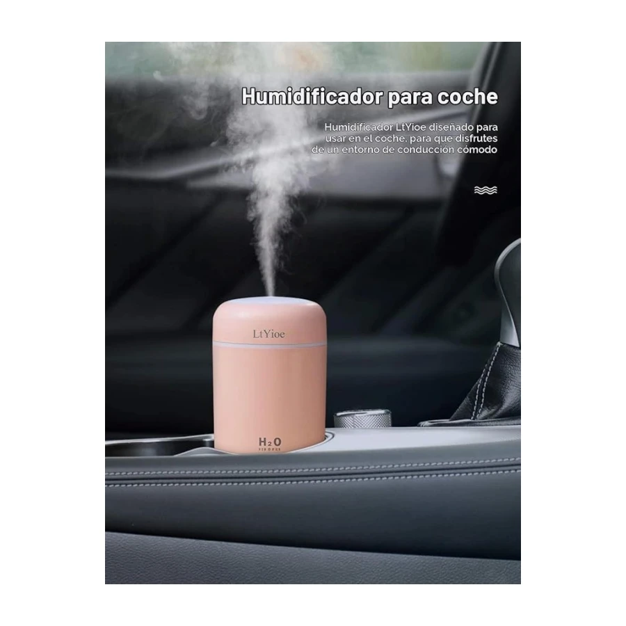 LtYioe Mini humidificador portátil para dormitorio, humidificador de aire personal de escritorio con luz colorida para ciclismo, 2 modos de niebla y apagado automático, súper silencioso para oficina