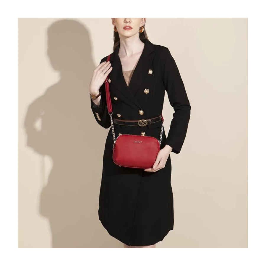 David Jones - Bolso Bandolera Multibolsillos Mujer - Bolsos Hombro Cartera Cuero PU - Crossbody Messenger Mensajero - Bolso Cruzados Muchos Bolsillos - Moda Viaje Ciudad - Negro