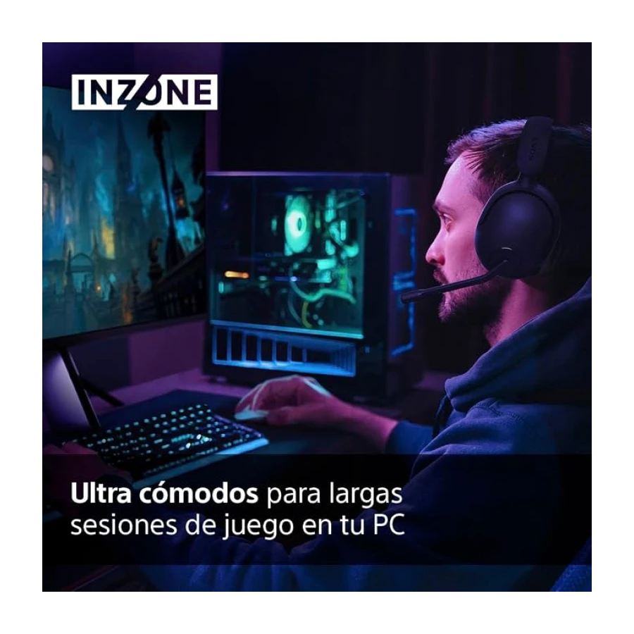 Sony INZONE H5 - Auriculares inalámbricos para Juegos, Sonido 360 Espacial para Juegos, Asiento cómodo, 28 Horas de duración de la batería, Baja latencia, micrófono Compatible con AI, PC y PS5