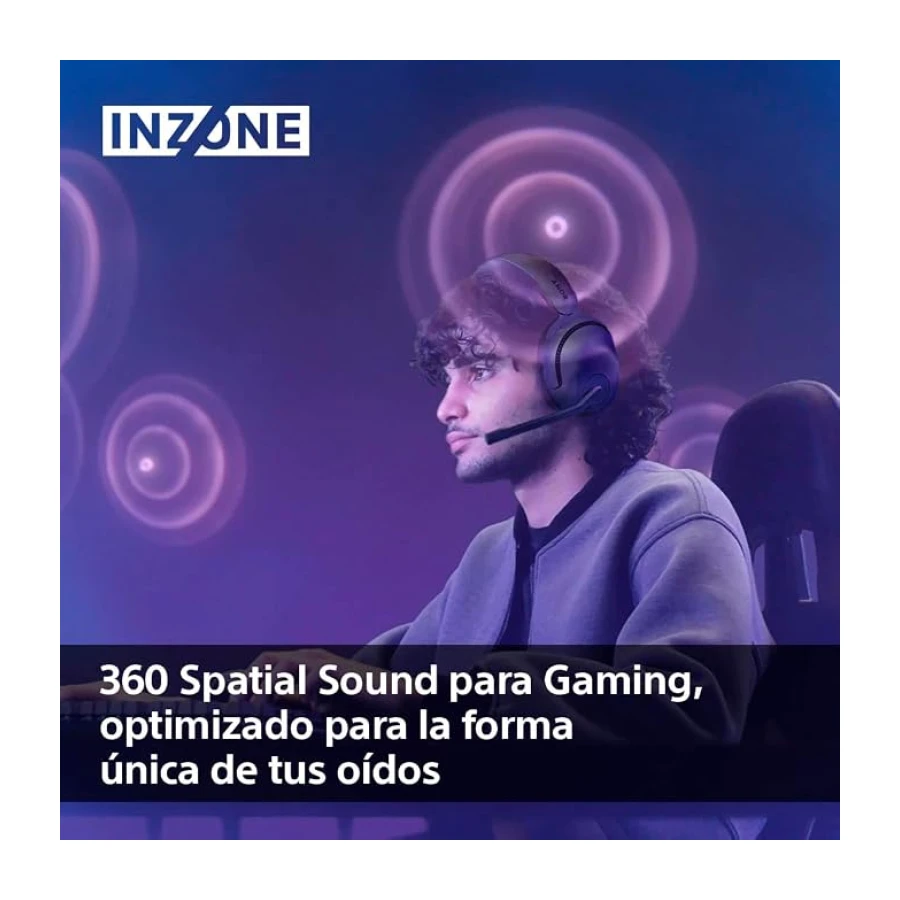 Sony INZONE H5 - Auriculares inalámbricos para Juegos, Sonido 360 Espacial para Juegos, Asiento cómodo, 28 Horas de duración de la batería, Baja latencia, micrófono Compatible con AI, PC y PS5