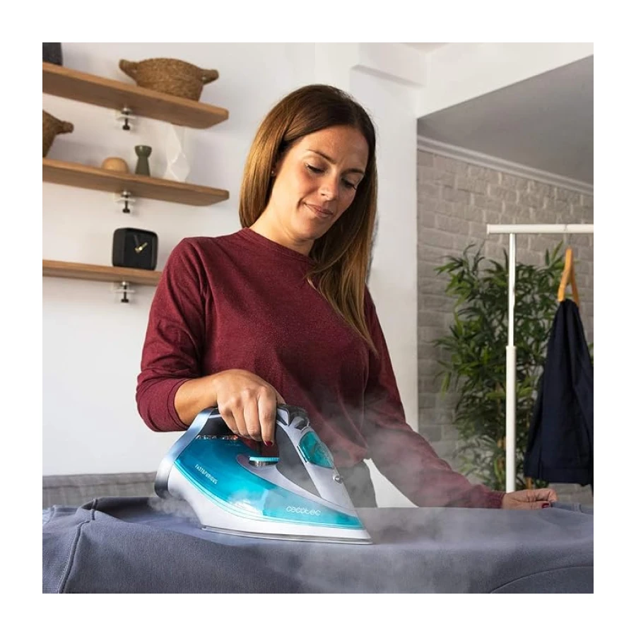 Cecotec Plancha Ropa Vapor Fast&Furious 5040 Absolute. 3000 W, Vapor 65 g/min, Golpe de vapor 230 g/min, Suela Turbo Slide, Modo ECO, Sistema de seguridad autoapagado, Antigoteo