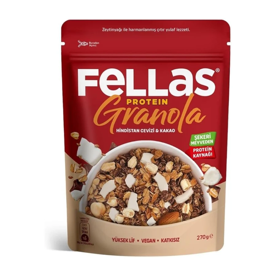 Fellas Protein Granola Hindistan Cevizi ve Kakao 270 gr