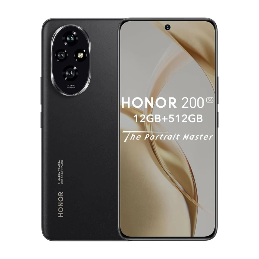 HONOR 200 Smartphone 5G 12GB 512GB, 120Hz 6.7" AMOLED, Cámara Triple de 50 MP, Snapdragon 7 Gen 3, 5200mAh Batería, Android 14, Dual Sim, NFC, Negro (Reacondicionado)
