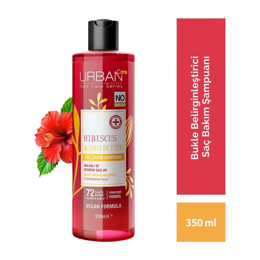 Urban Care Hibiscus & Shea Butter Bukle Belirginleştirici Saç Bakım Şampuanı, 350 Mililitre, Vegan