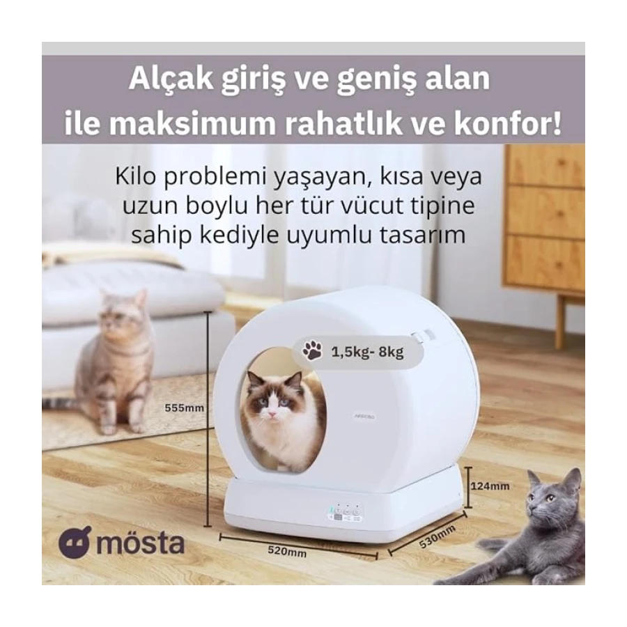 UBPet C10 Pro Kameralı Akıllı Kedi Tuvaleti – Entegre HD Kameralı, Otomatik Temizleme, Mobil Uygulama Kontrolü, Akıllı Sensörler, Sessiz Çalışma, Geniş İç Hacim, Koku Hediyeli
