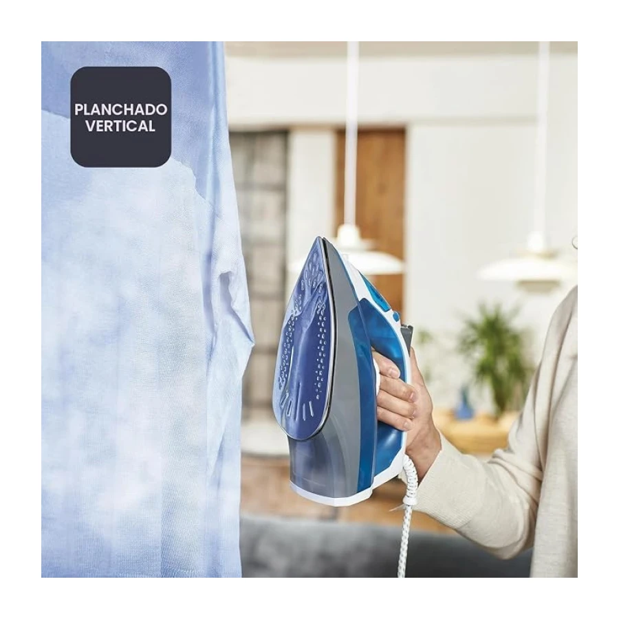 BLACK+DECKER - Plancha de Vapor 2200W | Antical | Golpe Vapor 120g/min | Vapor Vertical | Vapor Contínuo 30g/min | Suela Acero Inoxidable | Antigoteo | Azul