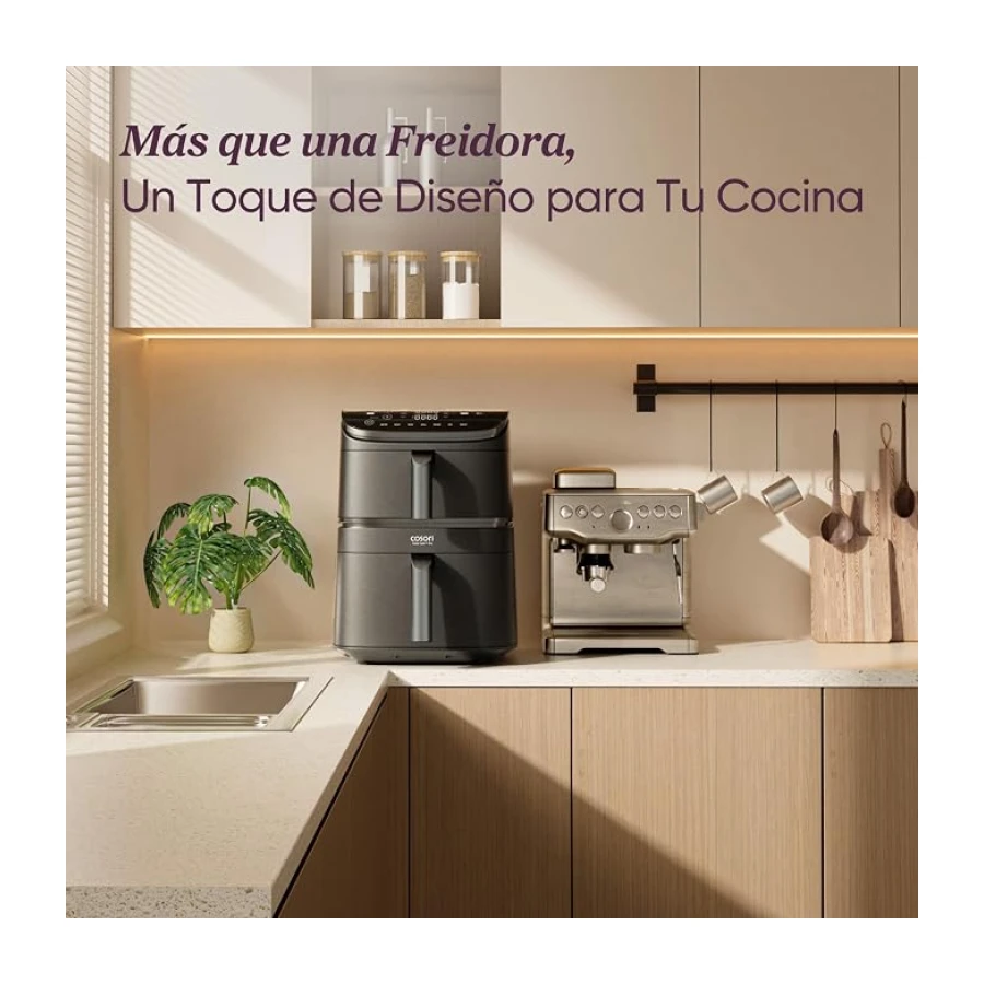Cosori Freidora de Aire 10,8 L Turbo Tower, Doble Cesta Vertical | Tecnología Turbo Blaze™, Interior Metálico, Ocupa Menos Espacio, 3 Niveles para una Dieta Equilibrada, 6 Funciones, 2630W