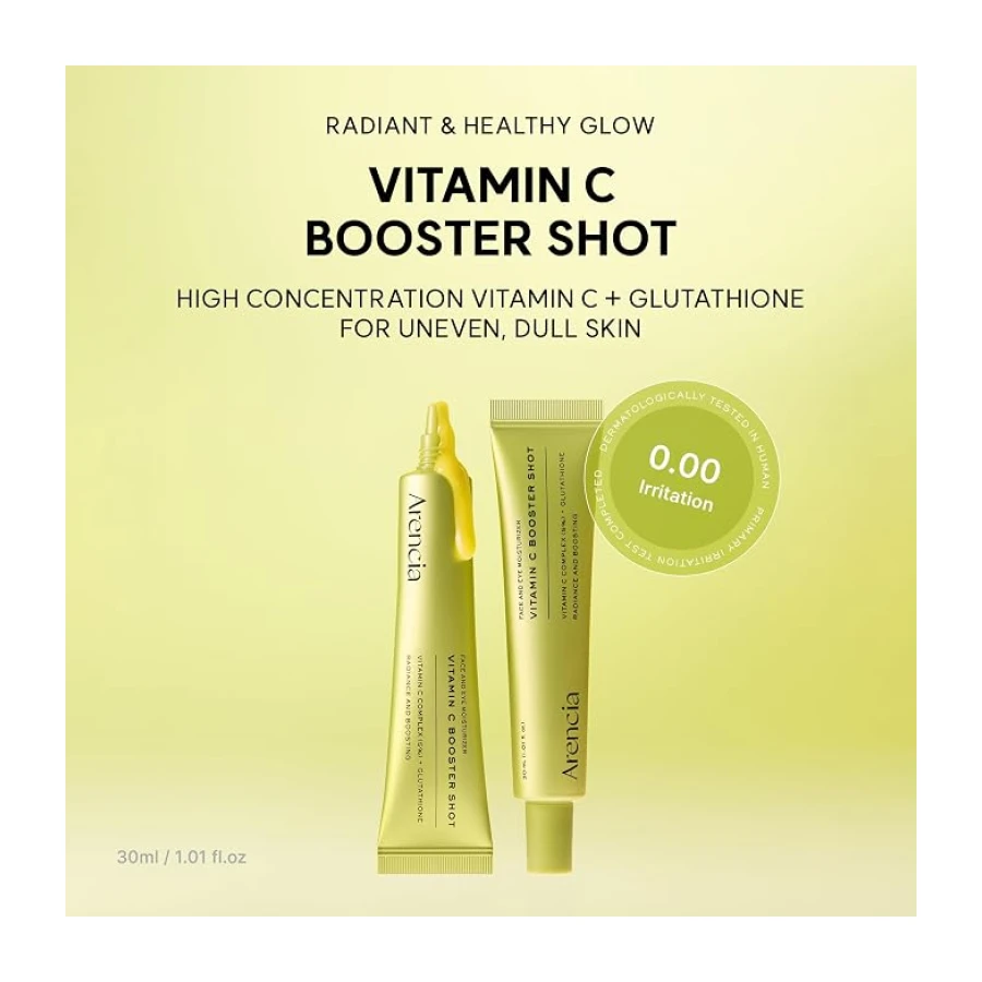 Arencia Vitamina C Booster Shot Serum con glutatión, niacinamida y vitamina E para piel radiante, 29,9 ml