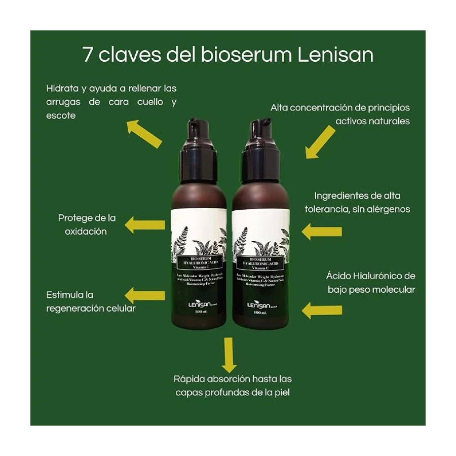 Serum Ácido Hialurónico y Vitamina C Natural para Cara, 100 ml