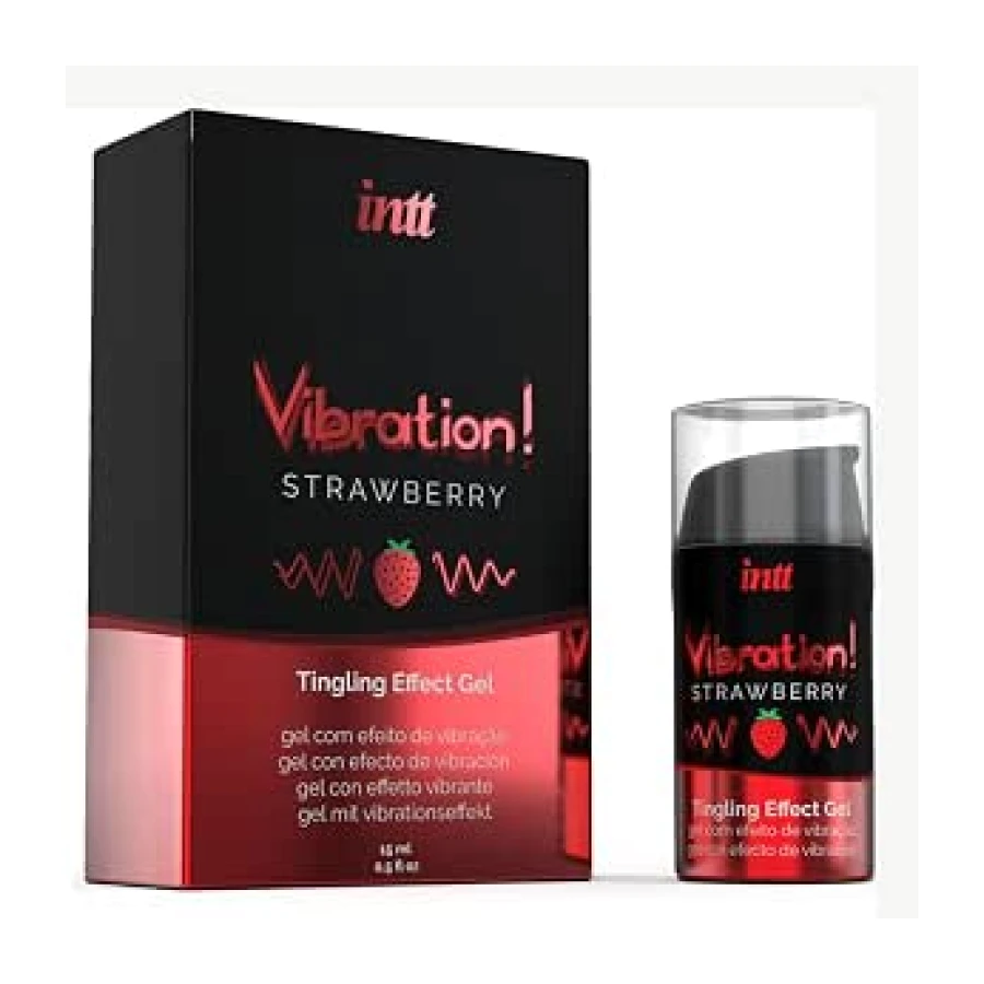Lubricante Gel Vibrador Fresa 15ml – Gel Estimulante Líquido, Aroma y Sabor a Fresa, Besable, Efecto Sensitivo, Fácil Aplicación, Práctico Dosificador
