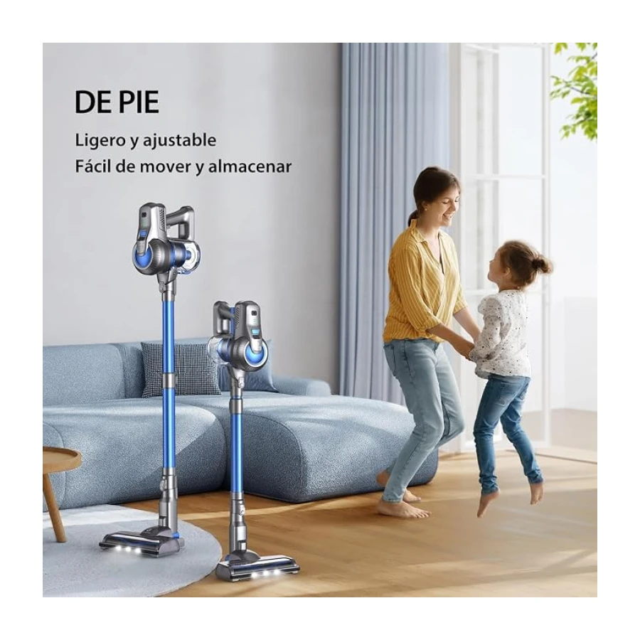 Greenote Aspiradora sin Cable,23000pa Ligero Aspiradora Inalámbrica,Aspirador Vertical con Luces LED,Multifuncional 6 en 1,Funciona 35 Mins,Peso 1,5 kg,para Suelos Duros y Alfombra de Pelo Corto