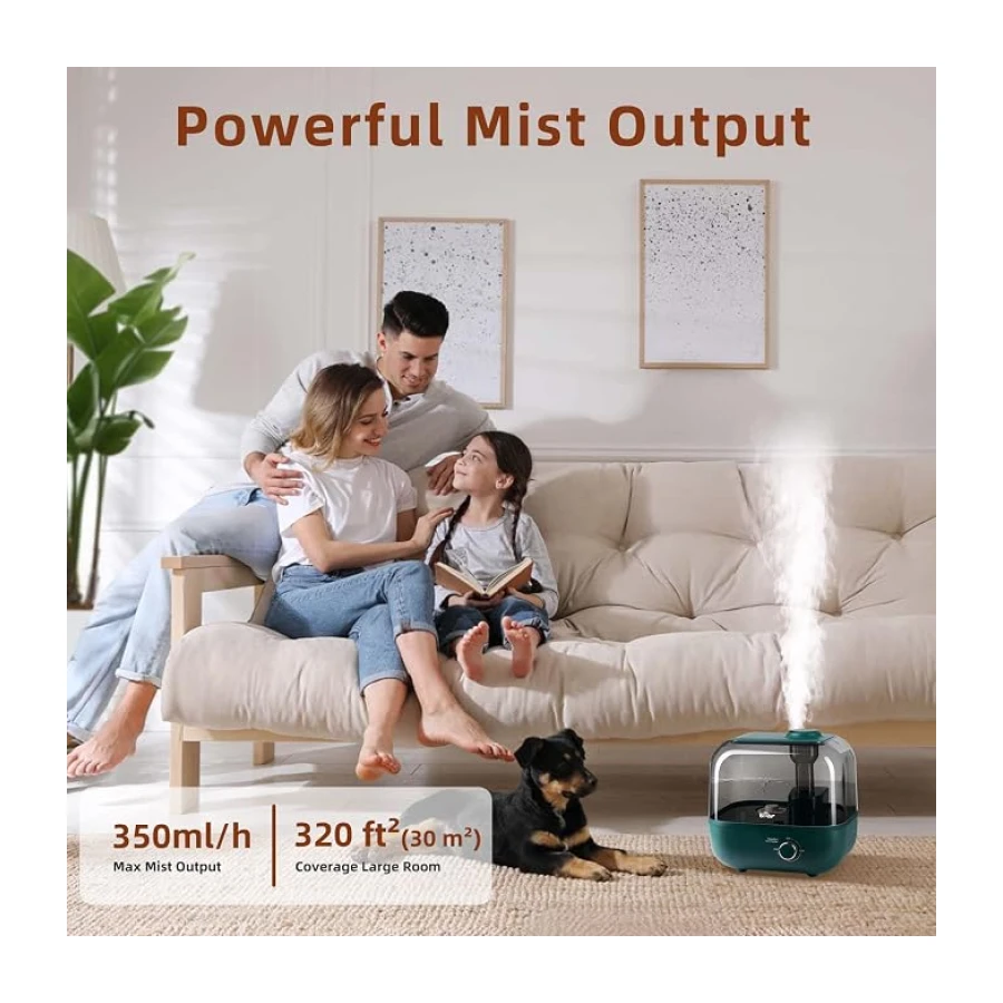 BEAR Top-Fill Humidificador 5L de Aromas, 28dB Ultra Silencioso para Bebés y Plantas, 35 Horas de Funcionamiento, con Bandeja de Aroma, Boquilla de Vapor Giratoria de 360°, Apagado Automático