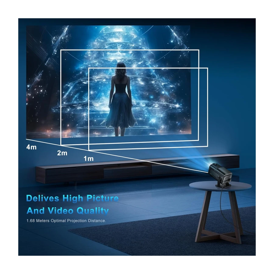 Proyector 4K, Mini Proyector con WiFi 6 BT 5.4, Portátil Videoproyector con Android 11.0 y Keystone Automático, 230 ANSI Enfoque Eléctrico, Compatible con HDMI/USB/TV Stick/Laptop, Negro