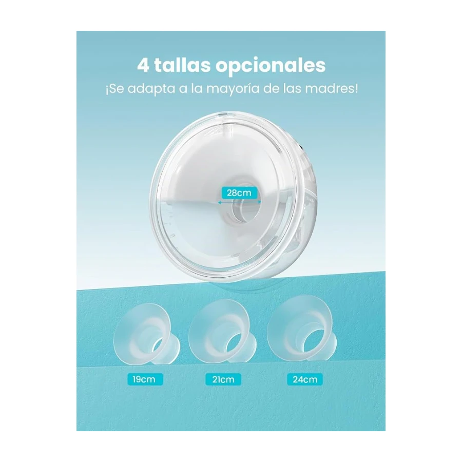 Paruu P10 Sacaleches Electricos Manos Libres, 4 Modos y 9 Niveles de Succión con 19/21/24/28 mm y 338 mmHg de Potencia, Extractor de Leche Portátil, Pantalla Inteligente (2, Blanco)