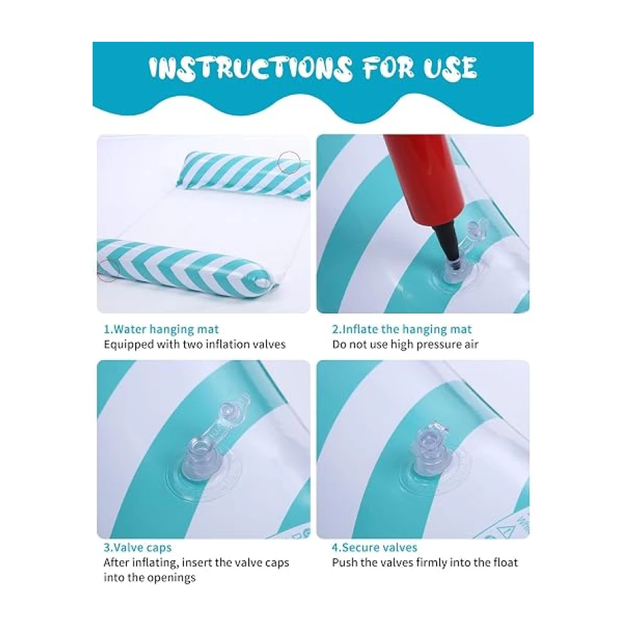 Colchón Hinchable para Piscina, 2 Unidades, colchón de Aire, Piscina de Agua, Hamaca para Adultos, Juguete acuático, Hamaca con Red, 4 en 1, colchón de Aire