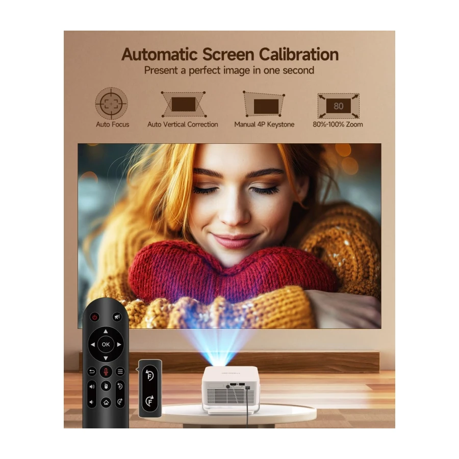 Magcubic Mini Proyector con WiFi 6, BT 5.4, 260 ANSI, Enfoque automático | Proyector Portátil Compatible con 4K Corrección Trapezoidal Automática para Home Cinema, Oficina y Camping