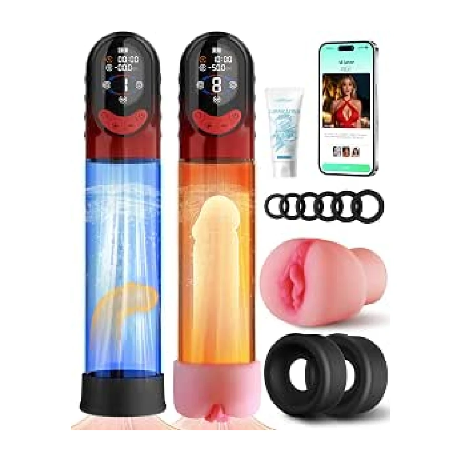 Bomba de Pene Juguetes Sexuales Hombre Alargador de Pene Masculino | APP Bomba de Vacio Erector Pene Eléctrica Manual y Auto con 8 Succión, Masturbádores Masculino Más Vendido Vagina Masturbador