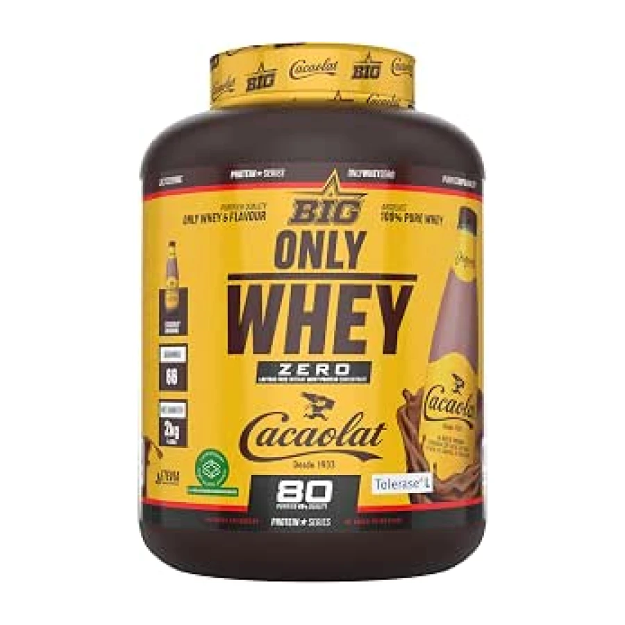 BIG - Proteinas Whey - Proteina en Polvo para Desarrollo de Masa Muscular y Recuperación - Materia Prima Premium - Whey Protein Sin Lactosa, Sin Azúcar, Sin Grumos (2Kg, Cacaolat)