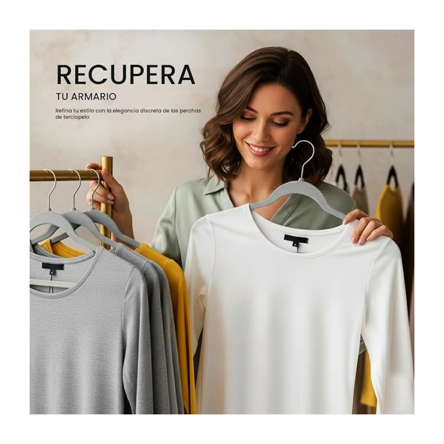Utopia Home Premium Perchas Terciopelo (Gris, Paquete de 20)