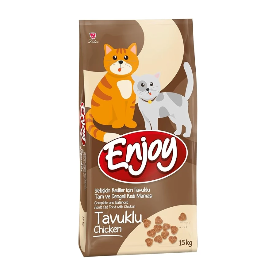Enjoy Kuru Kedi Maması, Tavuklu, Yetişkin, 15 Kg Kahverengi