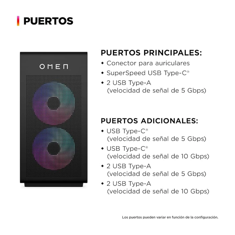 HP Ordenador sobremesa Gaming OMEN GT16-0117ns (Procesador Intel Core Ultra 5 245K, 32GB RAM, 1TB SSD, NVIDIA GeForce RTX 5060 Ti, Freedos)