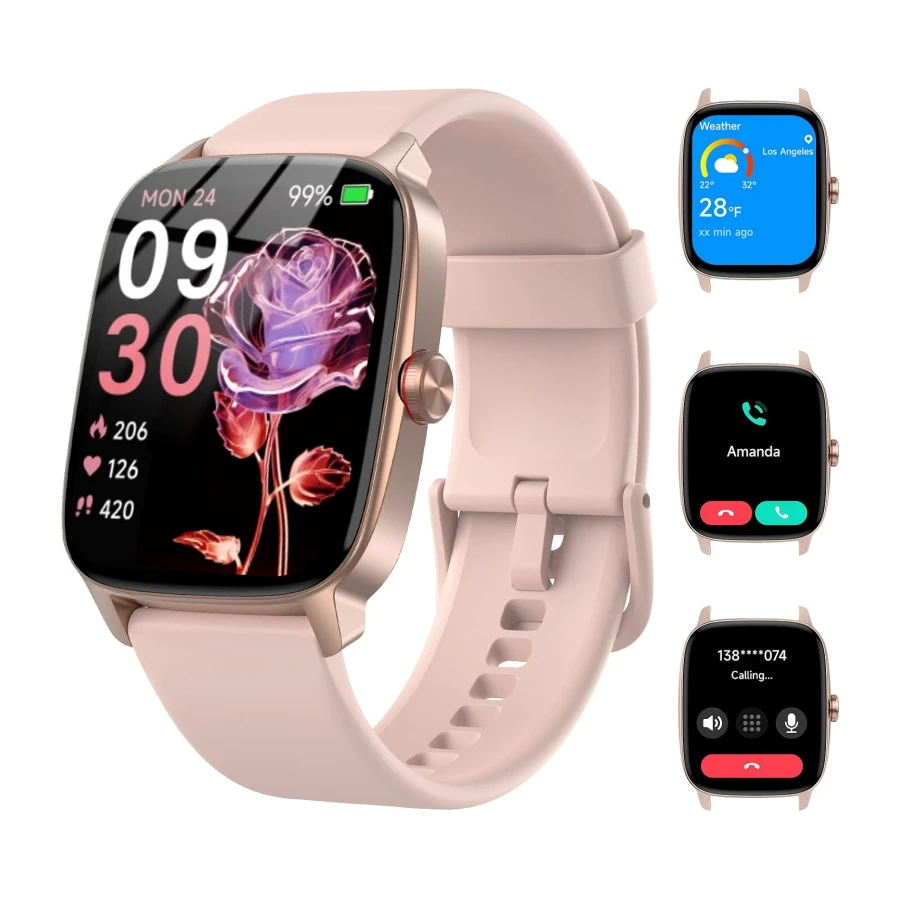 Smartwatch for Men and Women with Bluetooth Calls and AI Voice, 1.85'' Smartwatch with WhatsApp Notifications, Heart Rate Monitor/SpO2/Sleep Tracking/Pedometer, 110+ Sports Modes, IP68 Waterproof for iOS/Android